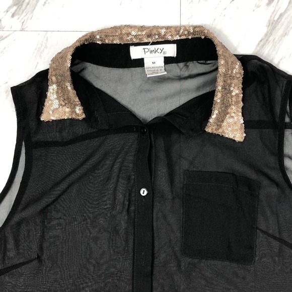 Sheer Sleeveless Blouse Size Medium NWOT - Picture 3 of 7